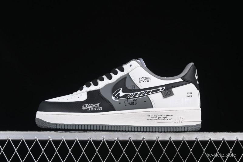 Nike Air Force 1 MVP "Rock Plan" Custom Edition - Black & White