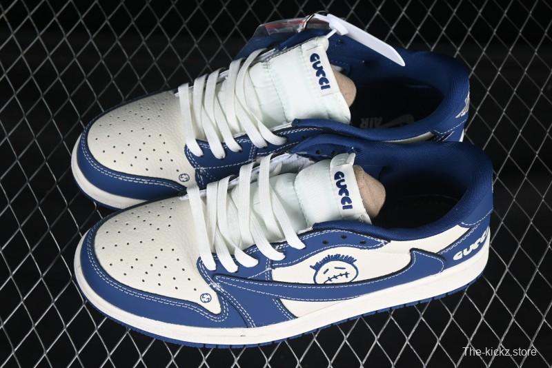 Nike Travis Scott x Fragment Design x Air Jordan 1 Low OG SP Retro Sneakers with Cactus Jack and Fragment Branding - XS2024-016