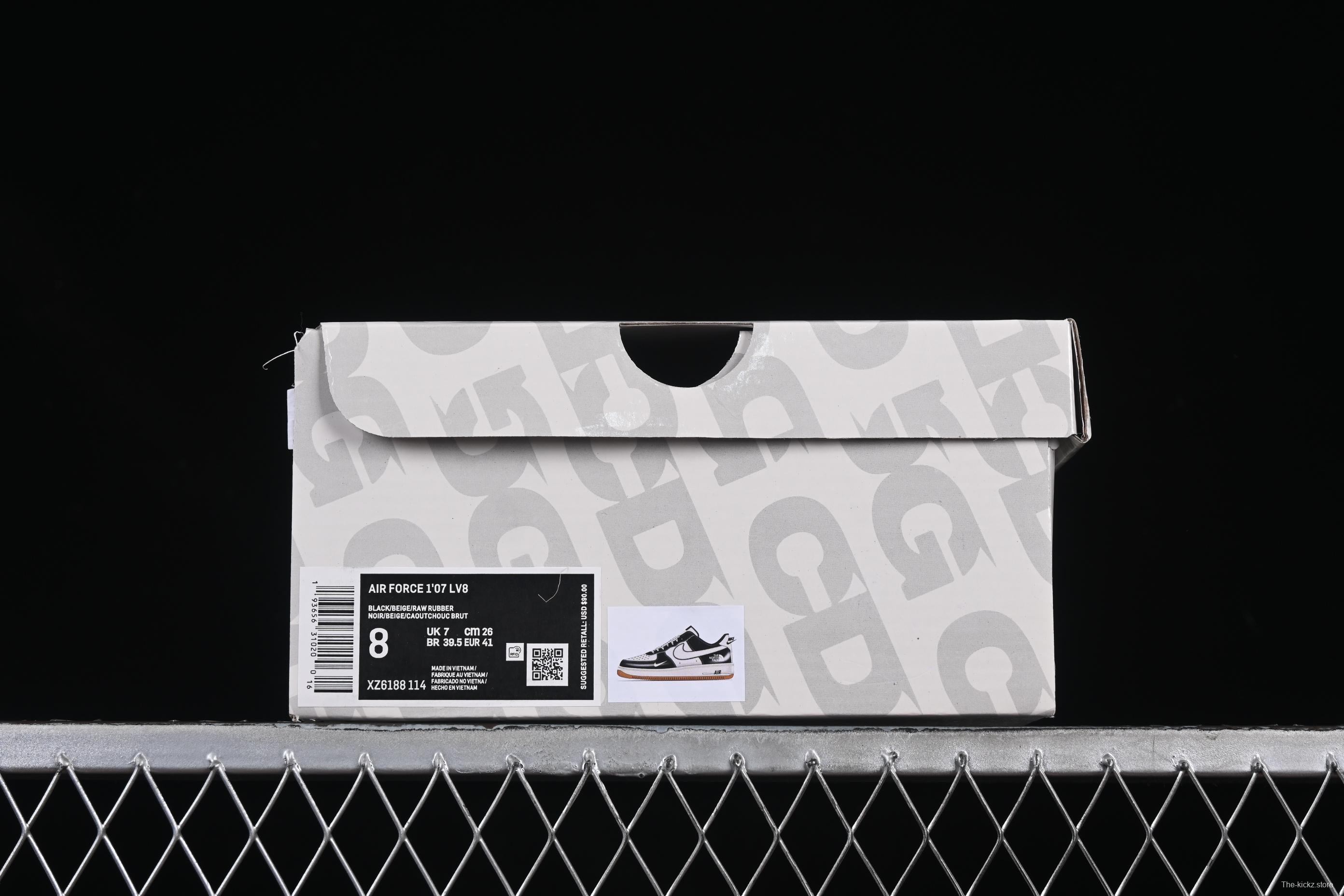 Nike Air Force 1'07 Low The North Face Collaboration Black Lychee Pattern Gum Sole Casual Sneakers - XZ6188-114