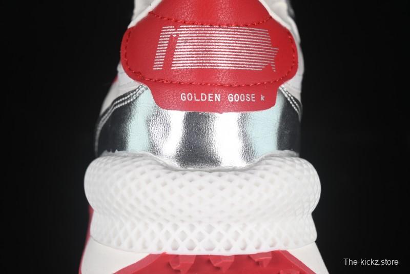 Golden Goose Marathon White Red Silver Comfortable Low-Top Lifestyle Sneakers - H8D4