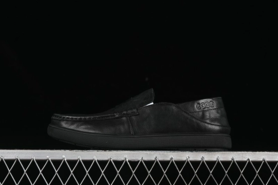 ECCO Soft Moc Summer Genuine Leather Breathable Slip-On Driving Shoes - 63516801001