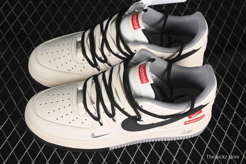 Nike Air Force 1 '07 Low Supreme Collaboration Dual-Tone Grey Black Drawstring Casual Sneakers - DM6868-069