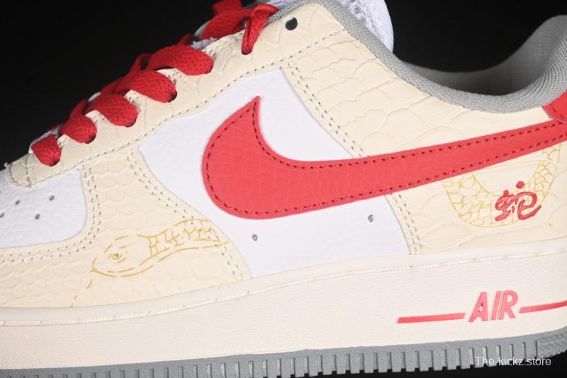 Nike Air Force 1'07 Low Snake Year Themed Casual Sneakers with Full-Length Air Cushion - DX2678-100