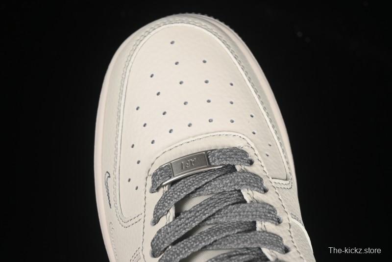 Nike Air Force 1 '07 Low Stussy Collaboration Beige Mini Swoosh Casual Sneakers - HH7518-064