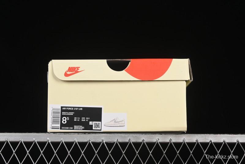 Nike Air Force 1 '07 Low Stussy Collaboration Gold Embroidery Grey Swoosh Casual Sneakers - XX3168-150