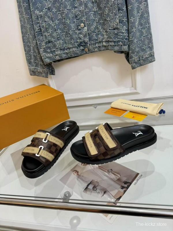 2025 Slippers Louis Vuitton Brown Canvas Slippers LY