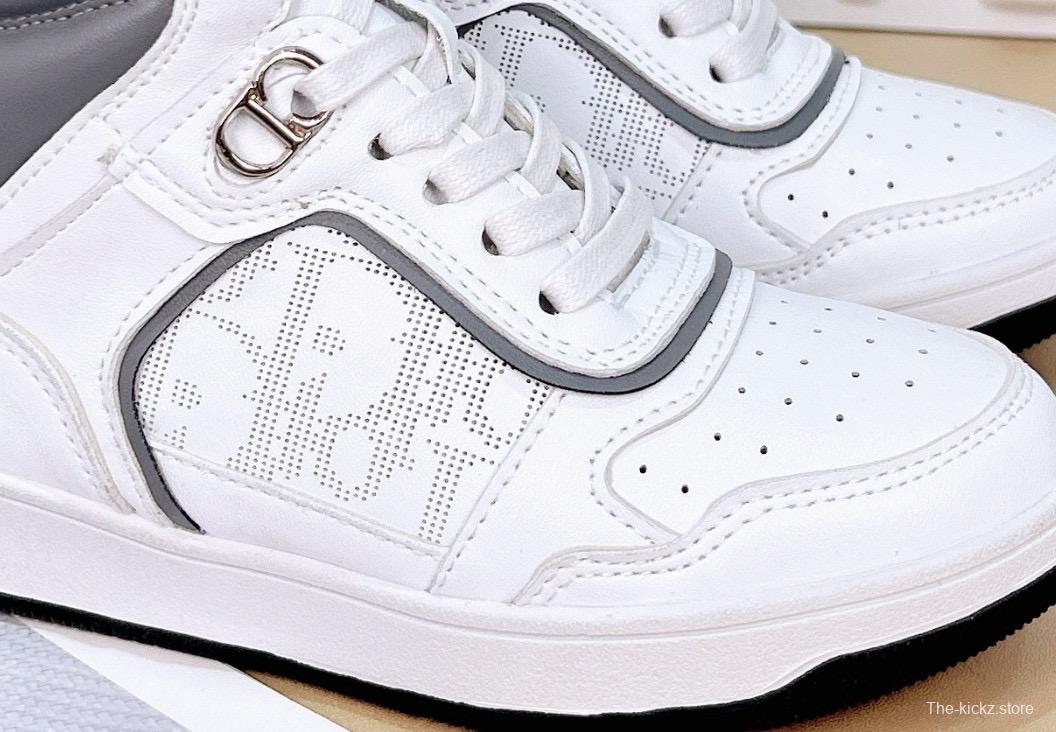 2024 Kids Dior White Grey Black Leather Canvas Sneakers