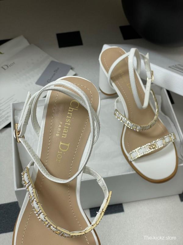 Dior D-lssime Heeled Sandals with Crystal Embellishments and Cross Straps - 2025SS