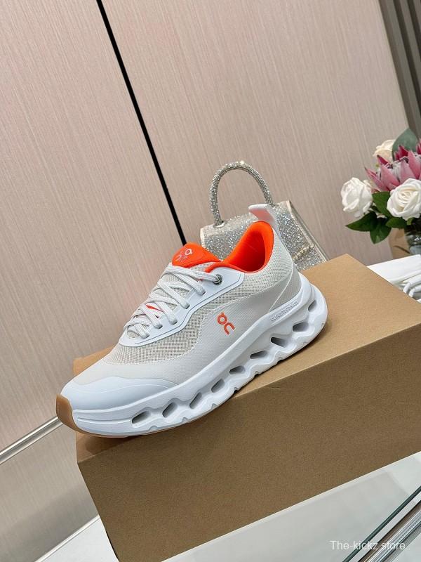 2025 Women Loewe White Orange Mesh Leather Sneakers