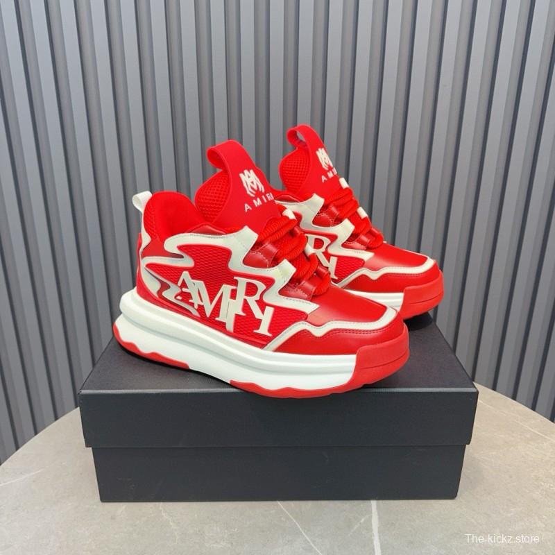 2024 Men Amiri Red White Leather Sneakers MJ00400