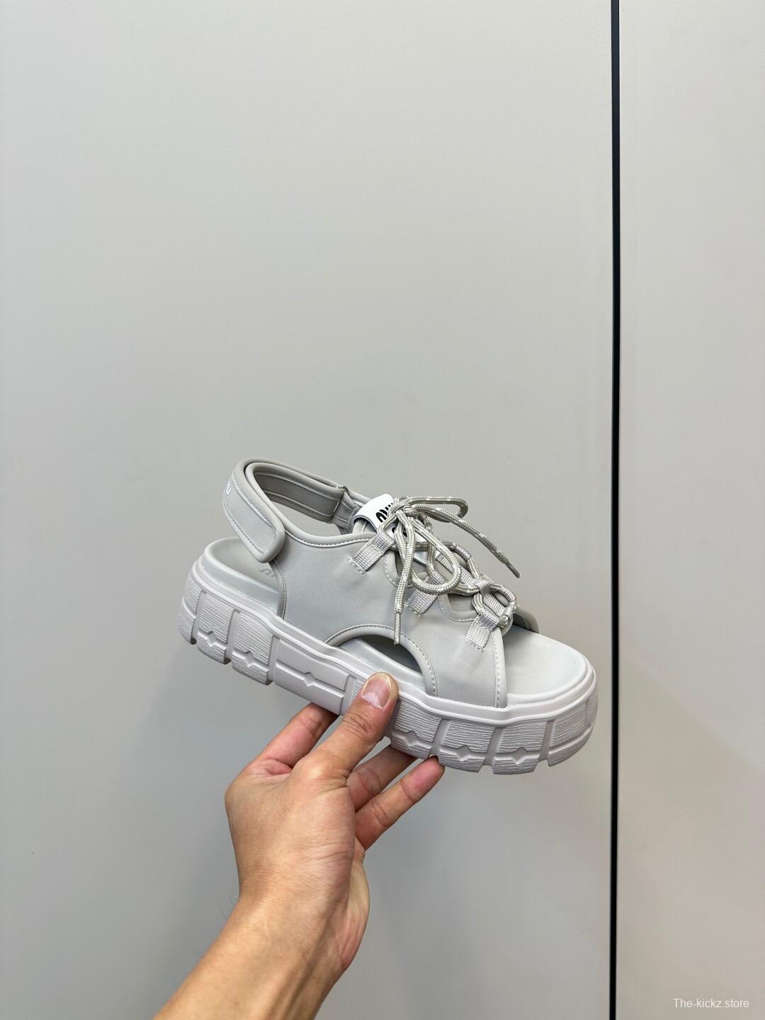 2025 Women Miu Miu White Leather Sandals LY00240