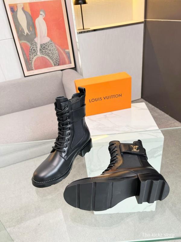 2024 Women Louis Vuitton Black Leather Boots MJ00320