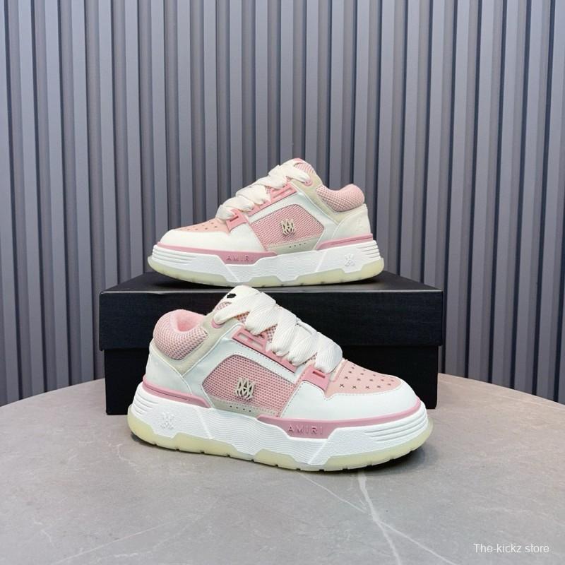 2024 Women Amiri Pink White Leather Mesh Sneakers MJ00360