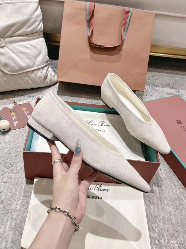 2025 Women LP Beige Suede Ballet Flats LY00320