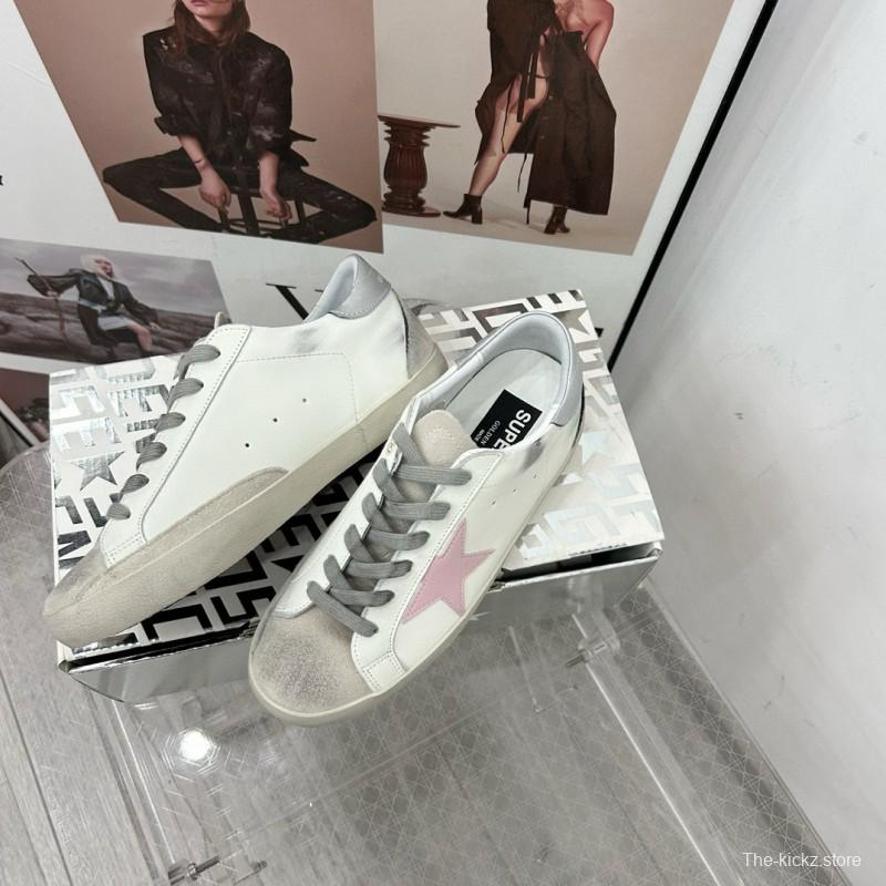 2025 Women GGDB White Pink Leather Sneakers