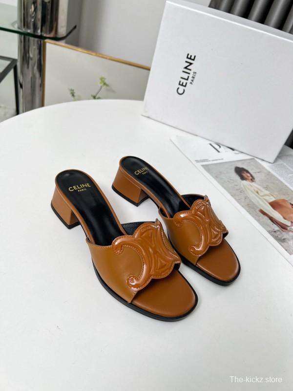 2025 Women Celine Brown Leather Sandals