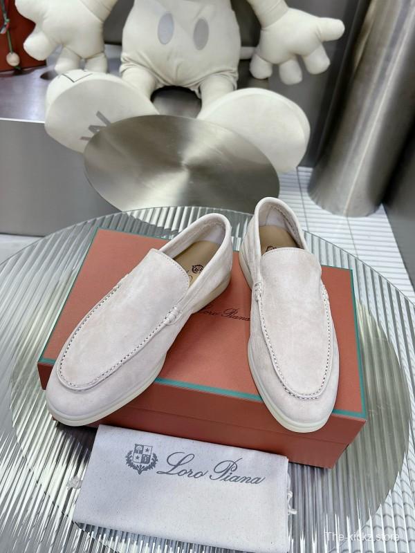 2024 Unisex Le Parmentier White Suede Loafers MJ00270