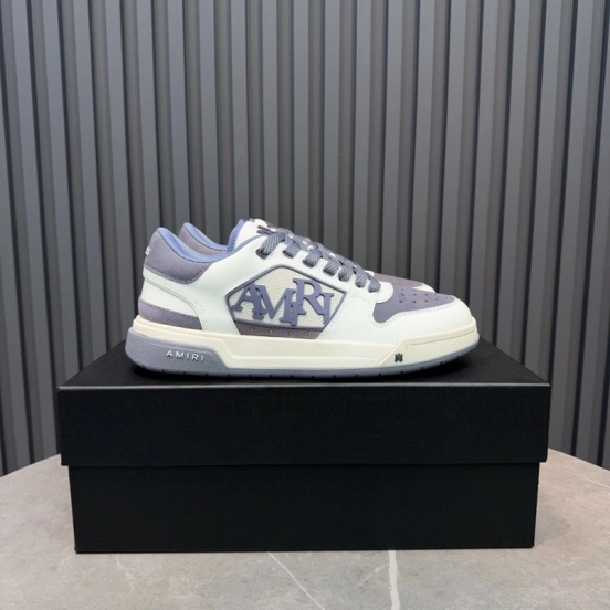 2025 Unisex Amiri White Grey Leather Sneakers MJ00360