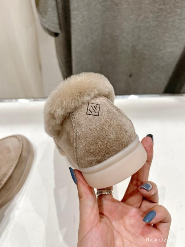 2024 Women LP Beige Suede Loafers Shearling MJ00300