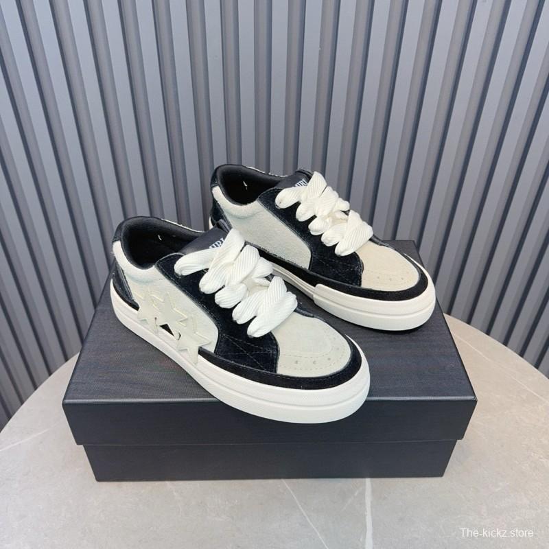 2024 Unisex Amiri Black White Leather Sneakers MJ00300