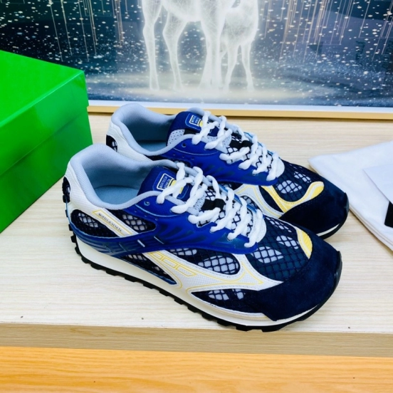 2025 Unisex Bottega Veneta Blue Yellow Black Mesh Sneakers LY00310