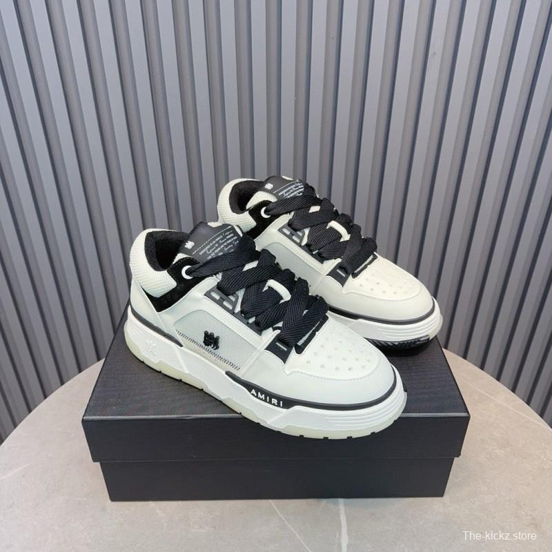 2024 Unisex Amiri Black White Leather Sneakers MJ00360