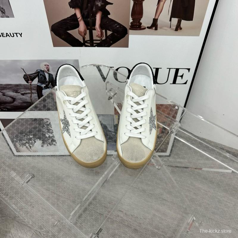2025 Women GGDB White Black Silver Leather Suede Sneakers