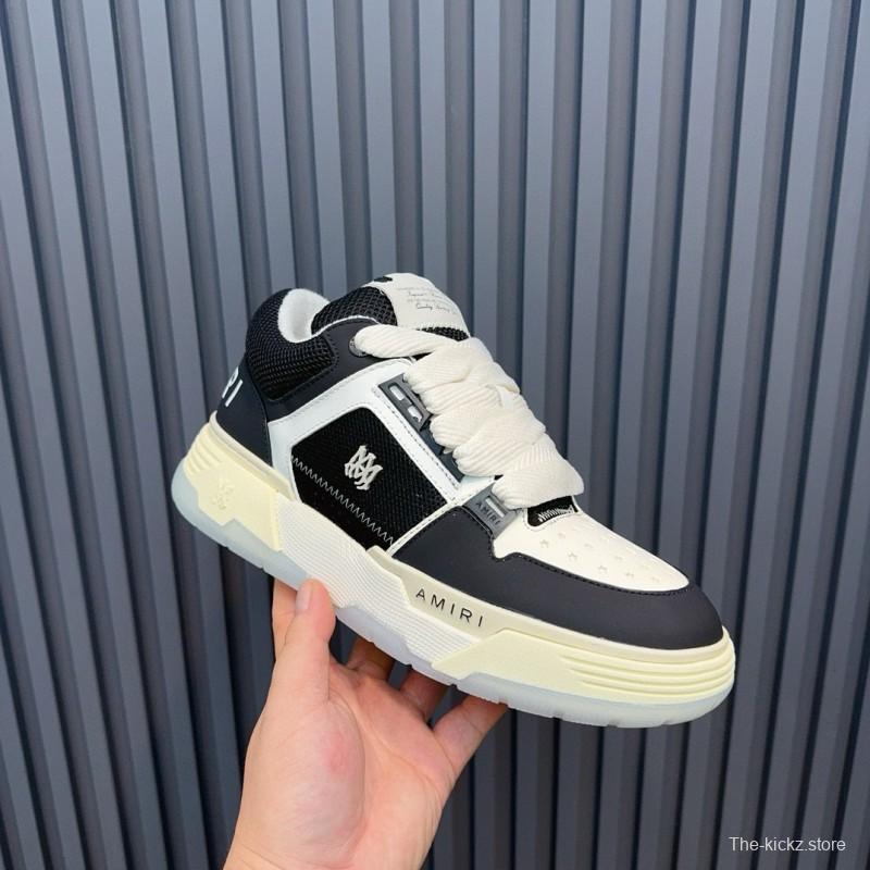2024 Unisex Amiri Black White Leather Sneakers MJ00360