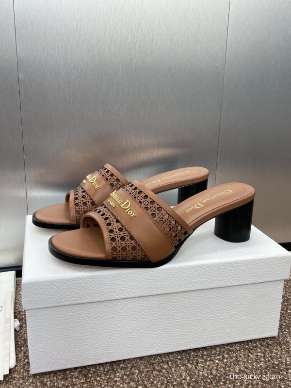 2025 Women Dior Brown Leather Sandals Christian Dior Paris KFY00310