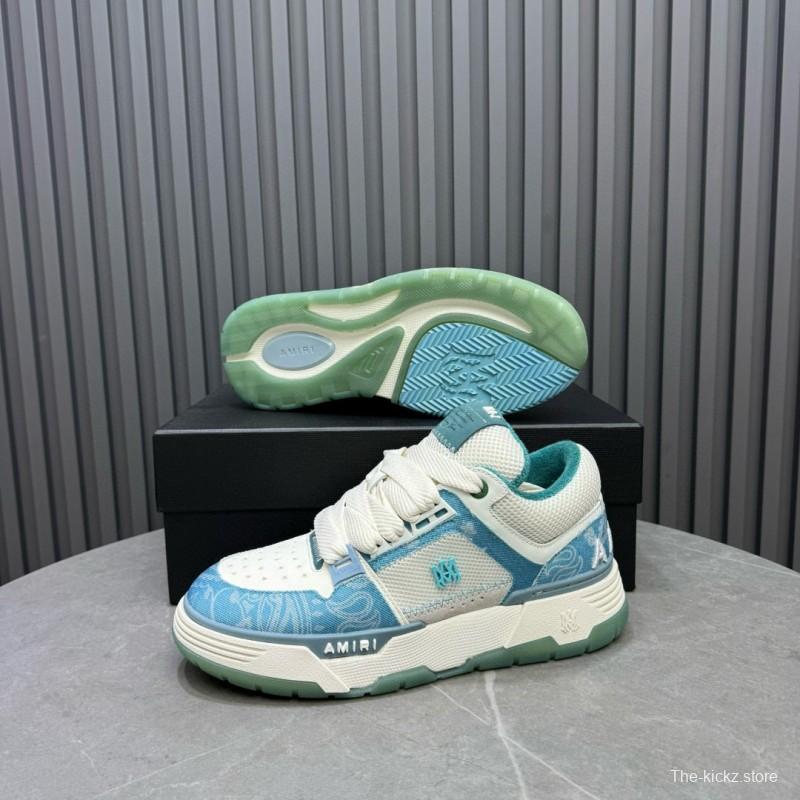 2024 Unisex Amiri Blue White Mesh Leather Sneakers MJ00360
