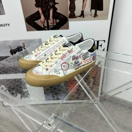 2025 Women GGDB White Multi Leather Sneakers