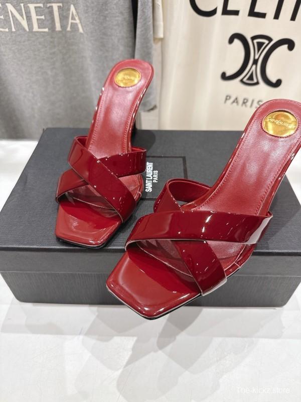 2025/Women Yves Saint Laurent Red Patent Leather Elegant High Heel Sandals LY00360(F)