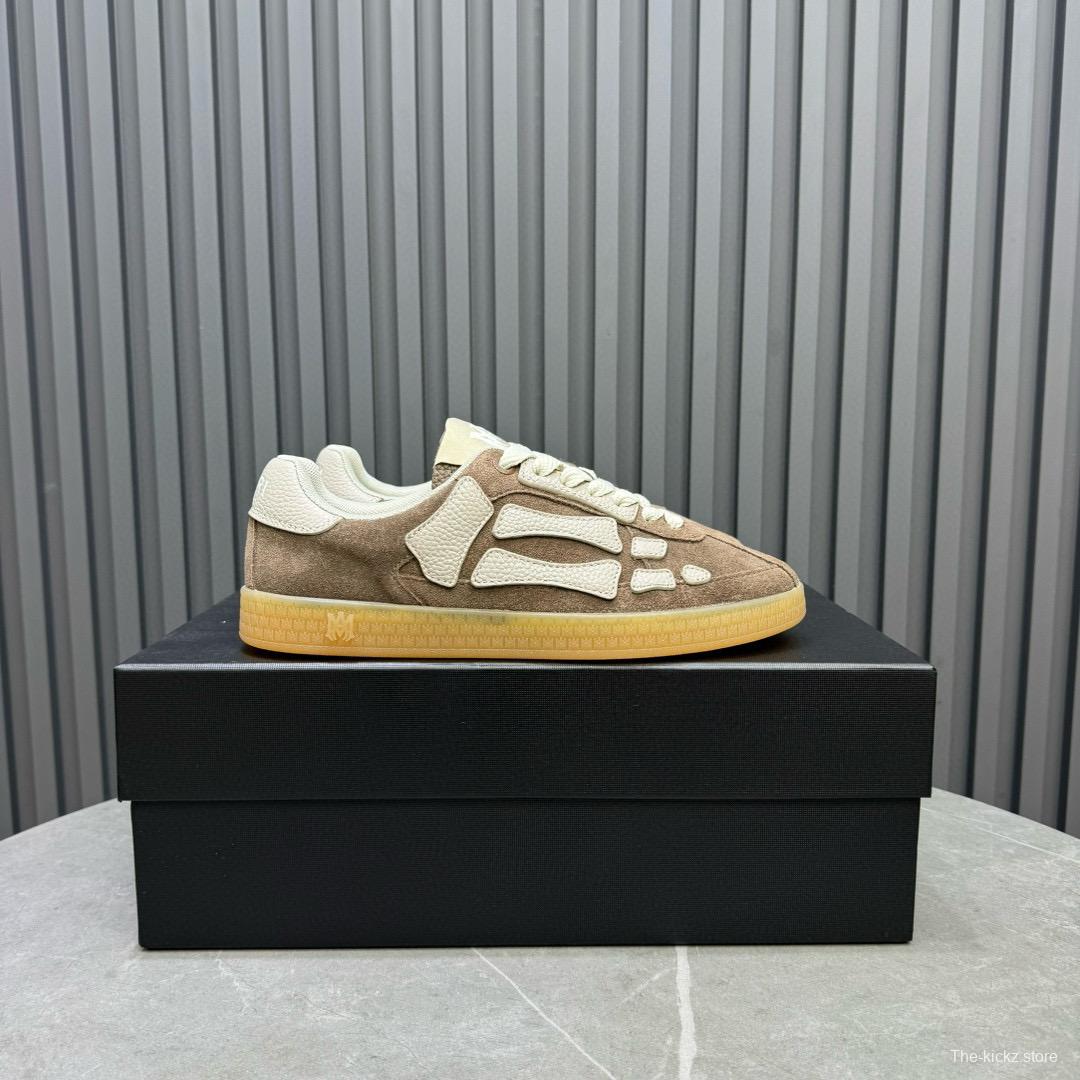 2024 Unisex Amiri Beige White Suede Leather Sneakers MJ00300