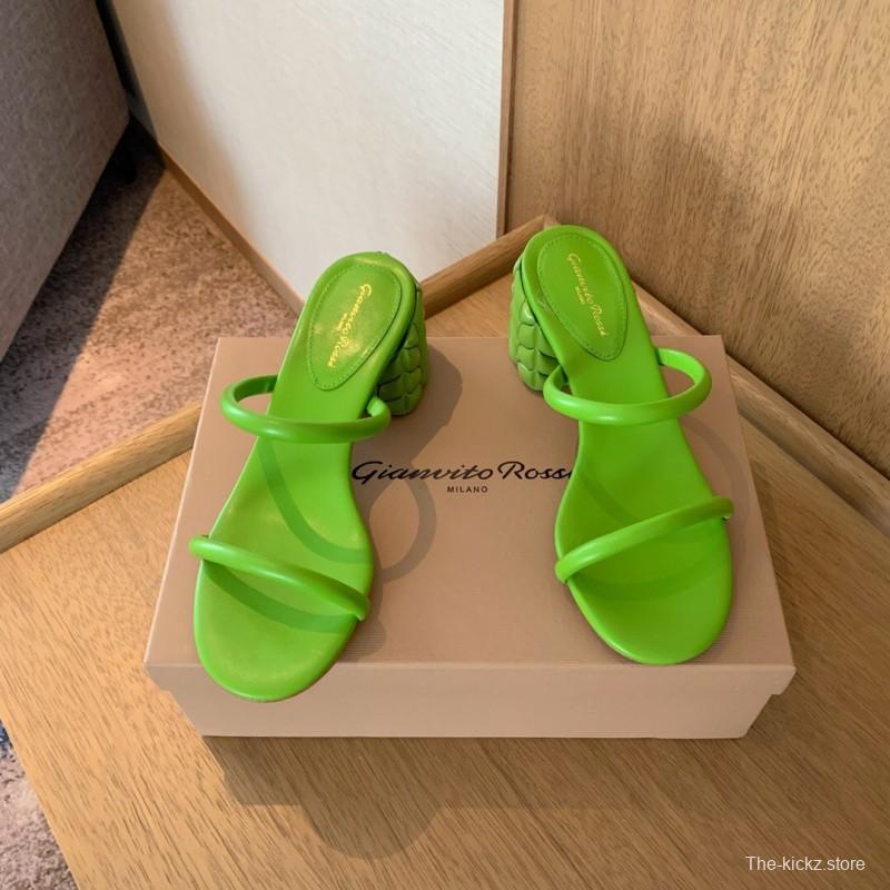2025 Women Gianvito Rossi Green Leather Slippers