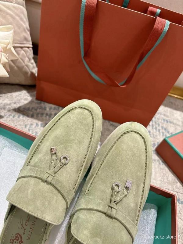 2025 Women LP Light Green Suede Loafers LY00000