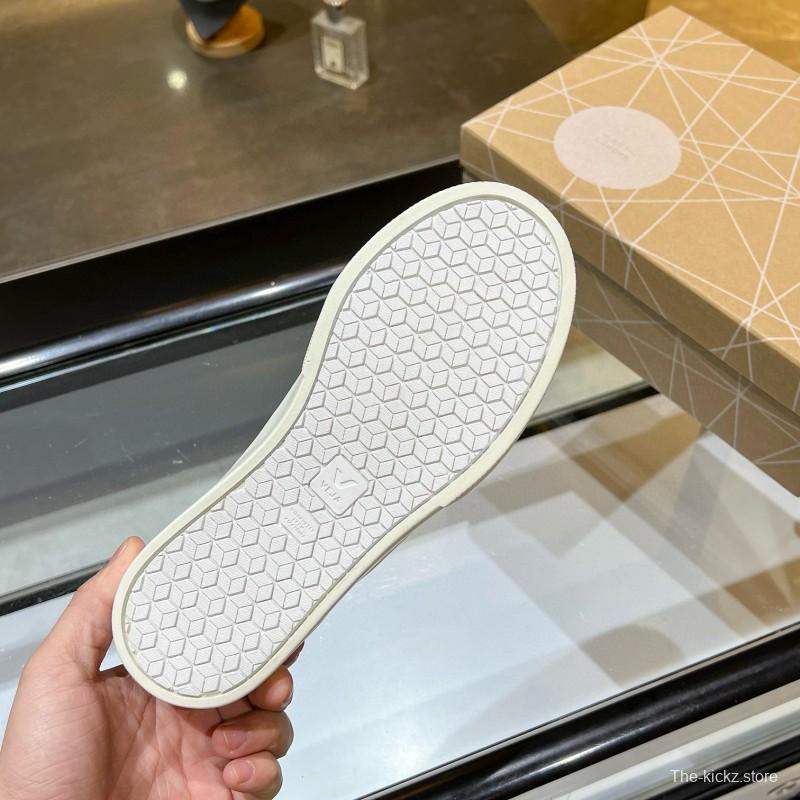 2025 Unisex VEJA White Burgundy Leather Canvas Sneakers MJ00240