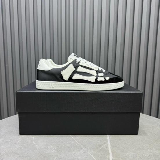2024 Unisex Amiri Black White Leather Sneakers MJ00300