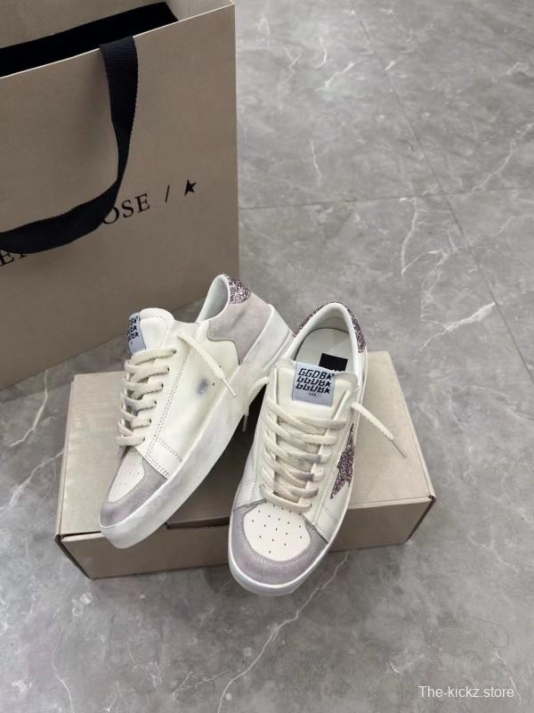 2024 Unisex GGDB White Pink Glitter Leather Suede Low Top Sneakers