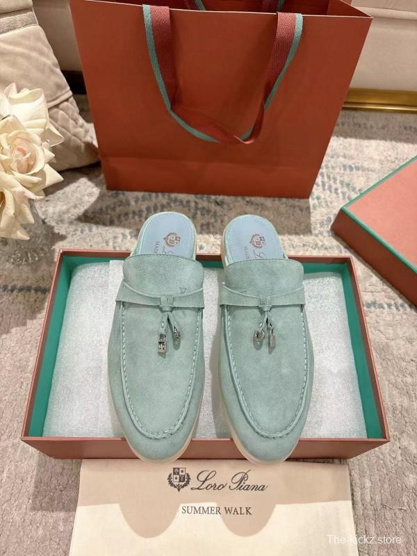 2025 Women LP Mint Green Suede Loafers LY00430F