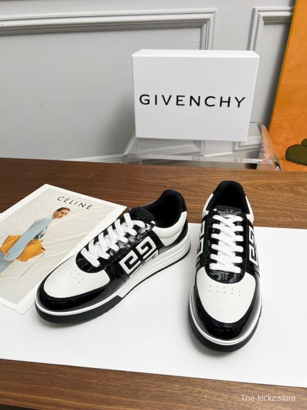 2024 Unisex Givenchy Black White Silk Calfskin Low Top Running Sneakers MJ00380