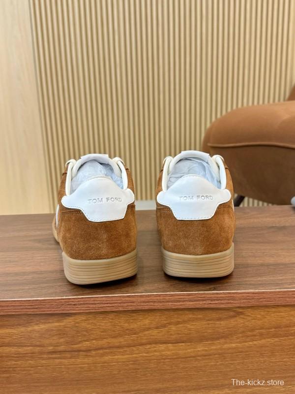 2025 Men TOM FORD Brown White Suede Leather Casual Shoes LY00360