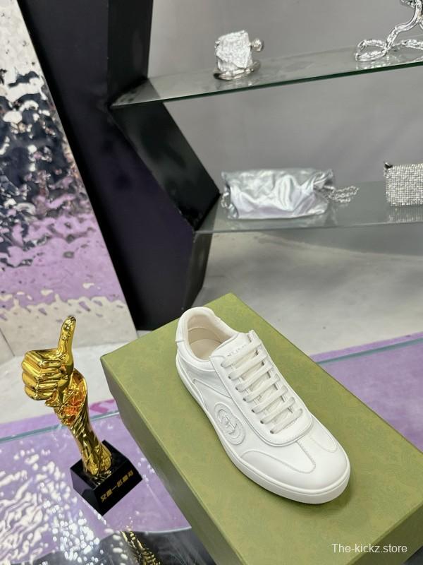 2024 Unisex Gucci White Leather Suede Sneakers MJ00310