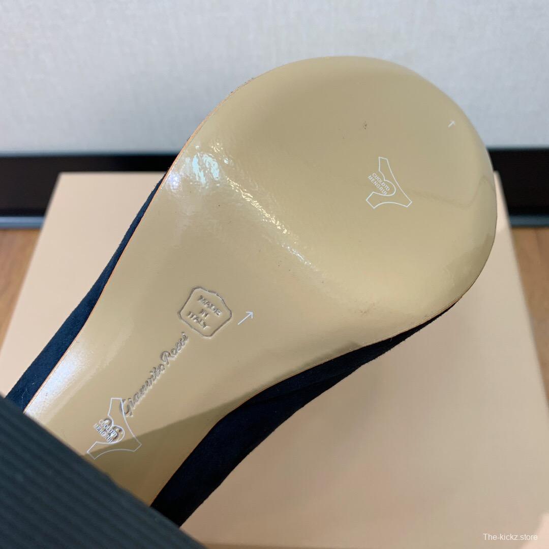 2025 Women Gianvito Rossi Navy Suede Platform Loafers KFY00330