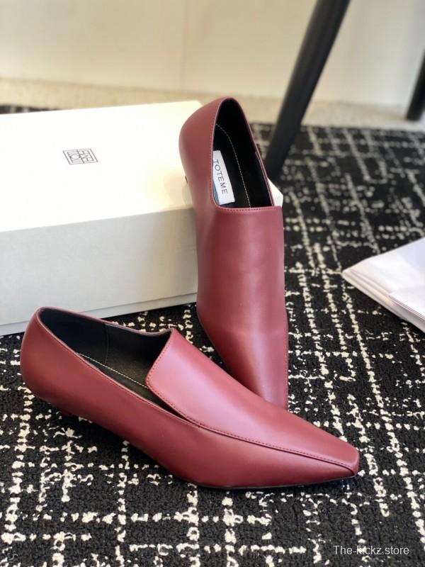2025 Women Toteme Burgundy Leather Loafers