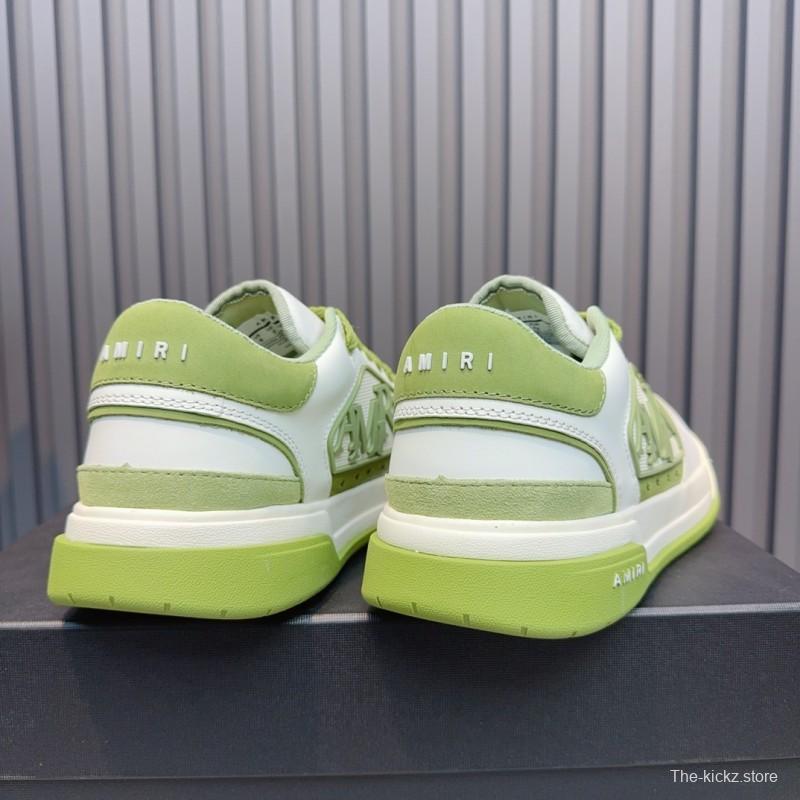 2025 Unisex Amiri Green White Leather Sneakers MJ00360