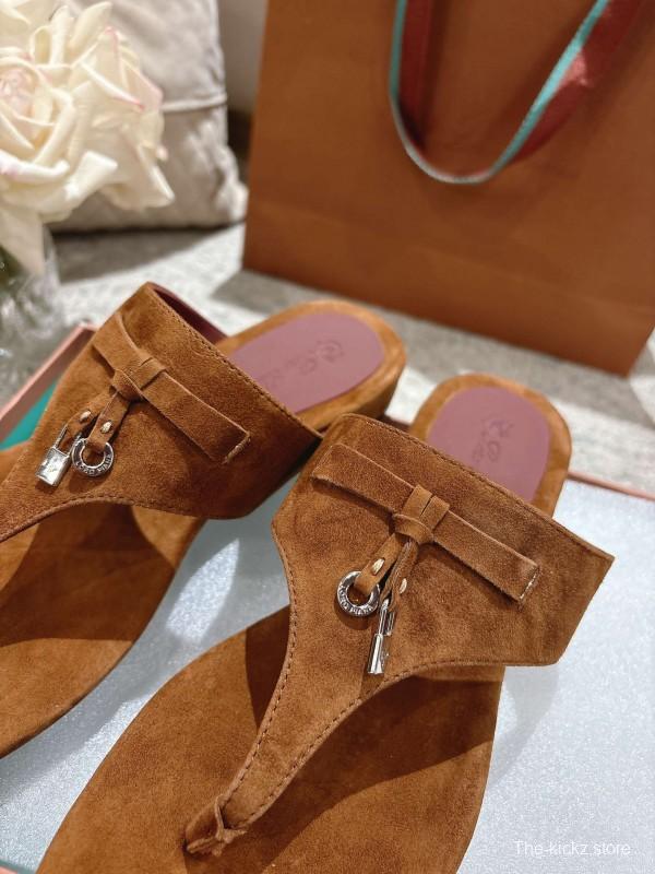 2025 Slippers LP Brown Suede Slippers LY00250