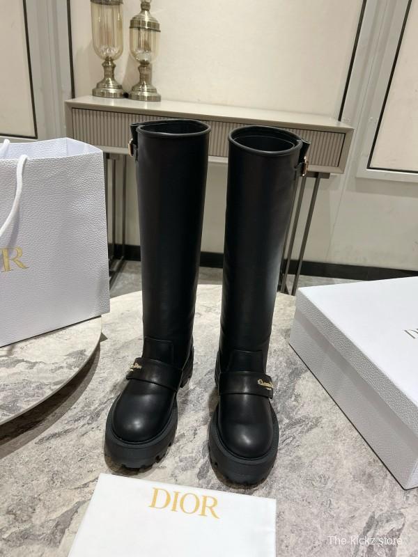 2024 Women Dior Black Leather Boots CJ Serial