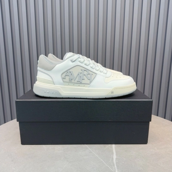2025 Unisex Amiri White Grey Leather Sneakers MJ00360