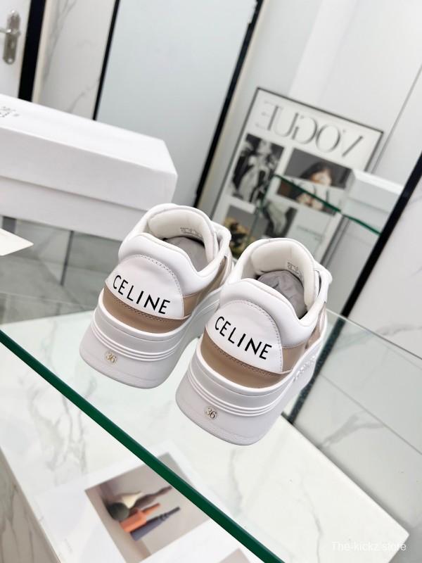 2025 Women CELINE White Beige Leather Sneakers