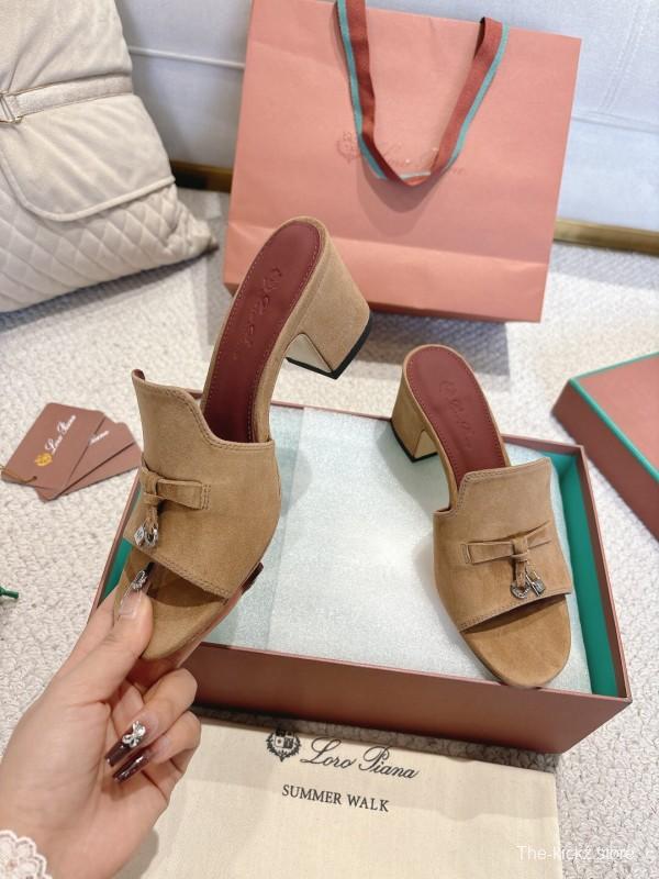 2025 Women LP Beige Suede Mule Sandals